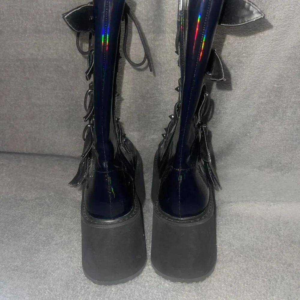 Demonia Platform Boots Size 7 Womens NWOT Oil Slick Spiked